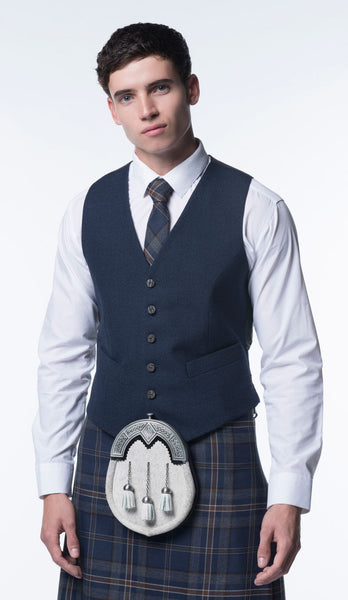 Arran Navy Tweed Button Kilt Waistcoat – MacGregor and MacDuff