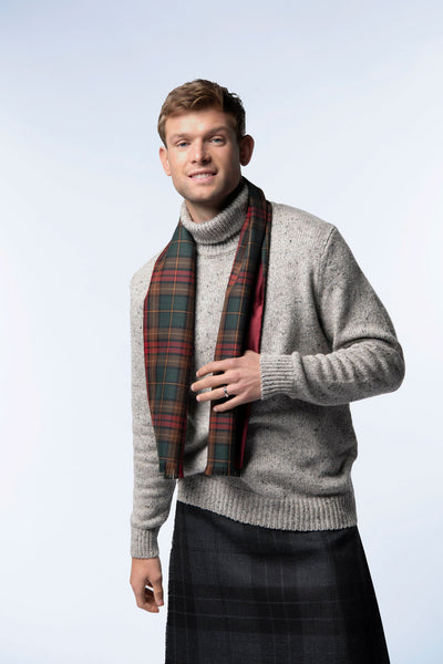 MacPherson Clan Tartan Scarf & Tie Set - 100% Lambswool Scottish Gift Set