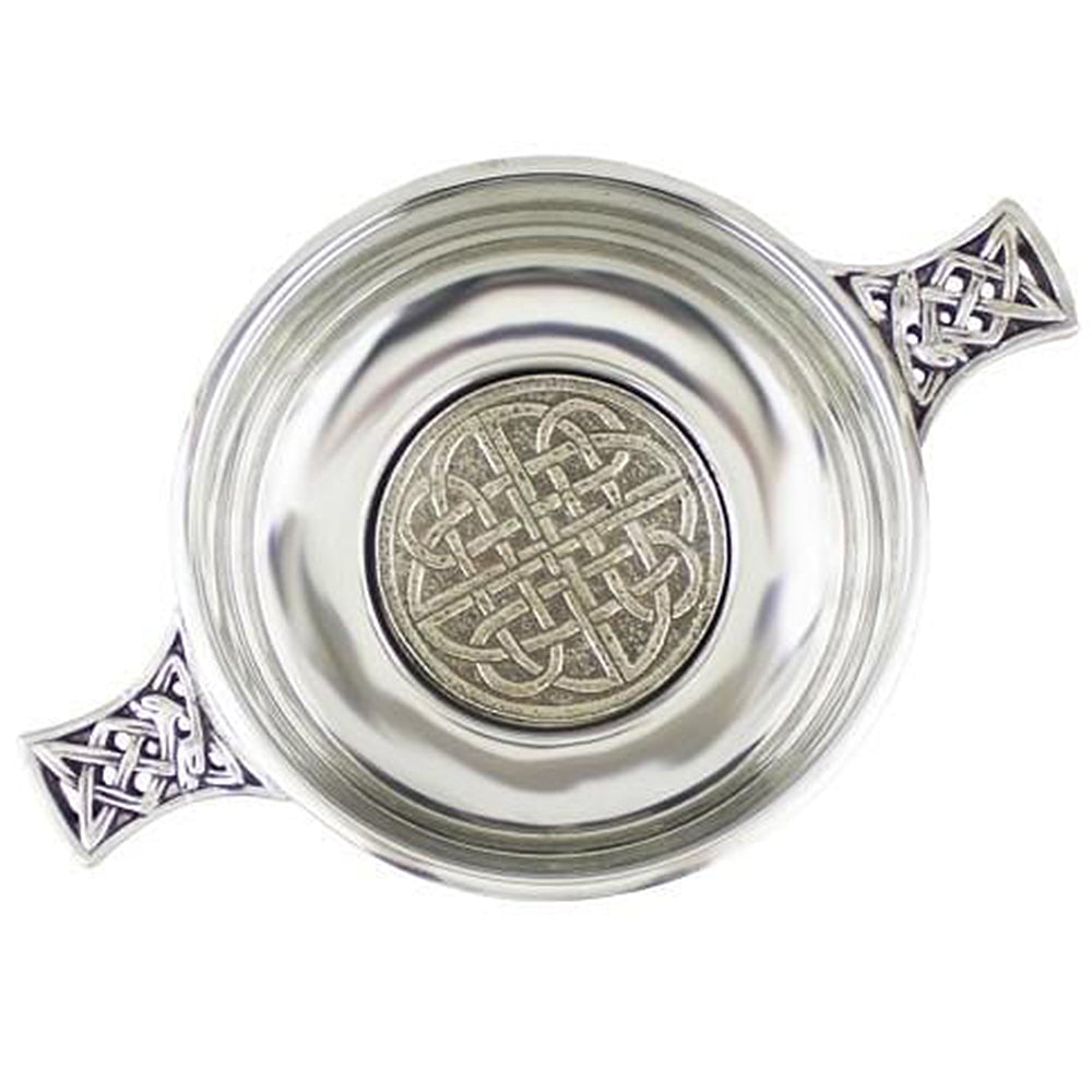 3.5" Quaich with Celtic Patterned Bottom and Handles (PQ406 EP) - MacGregor and MacDuff