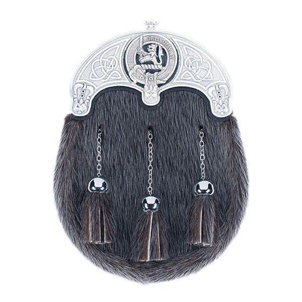 Clan Crest Dress Sealskin Sporran - MacGregor and MacDuff