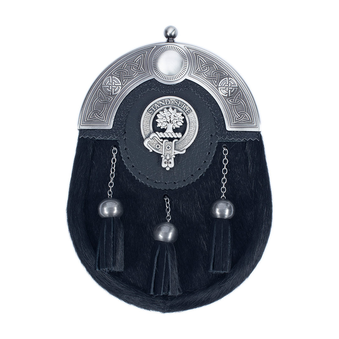 Clan Crest Dress Light or Dark Bovine Sporran - MacGregor and MacDuff