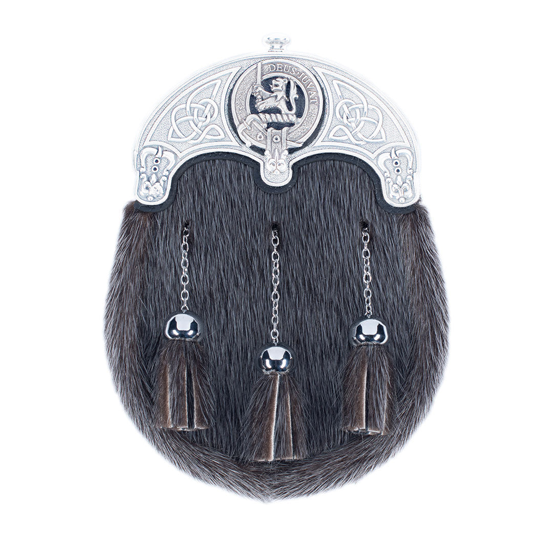 Clan Crest Dress Sealskin Sporran - MacGregor and MacDuff