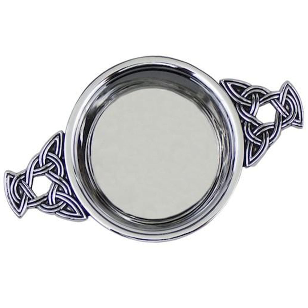 Plain Chrome Plated Quaich with Celtic Handles (QASP CB) - MacGregor and MacDuff