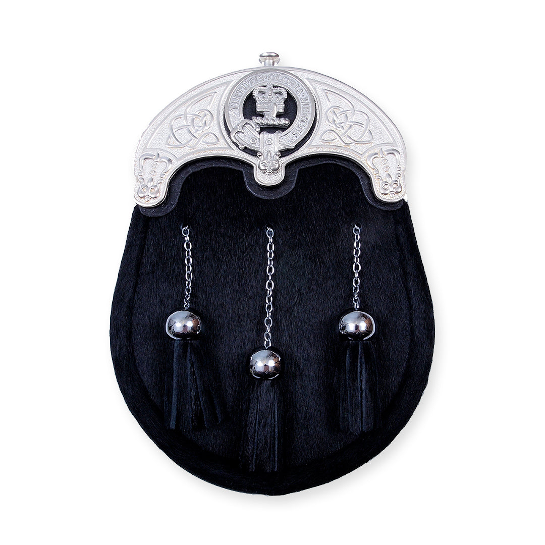 Clan Crest Dress Sealskin Sporran - MacGregor and MacDuff