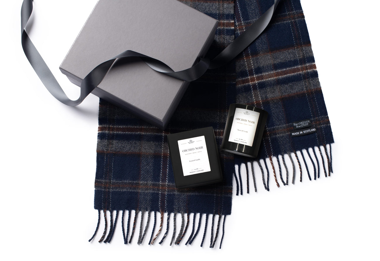 Mist Tartan Gift Box with Luxury Candle