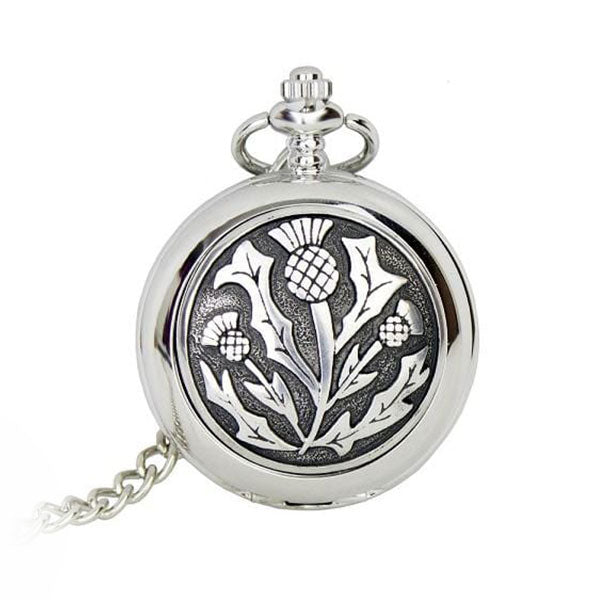 Three Thistle Black Enamel Pocket Watch (PW114 CB) - MacGregor and MacDuff