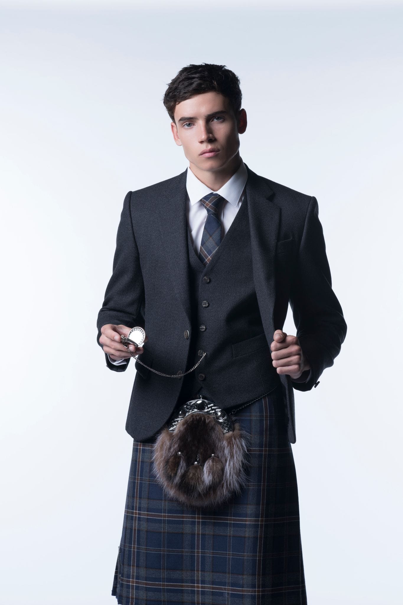 Glen Orchy Grey Tweed Kilt Jacket and Waistcoat - Main Image