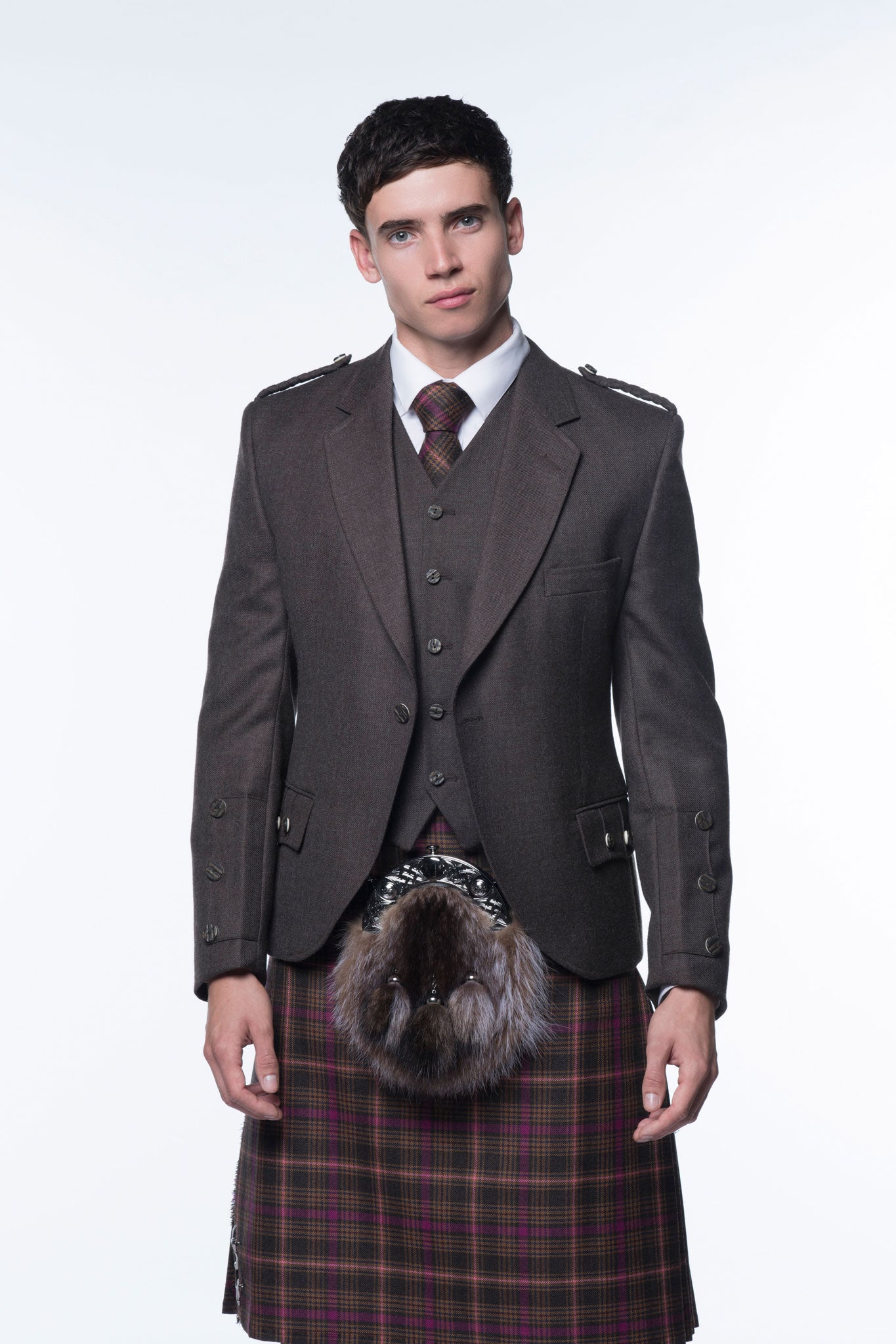 Brown Tweed Kilt Jacket and Waistcoat - MacGregor and MacDuff