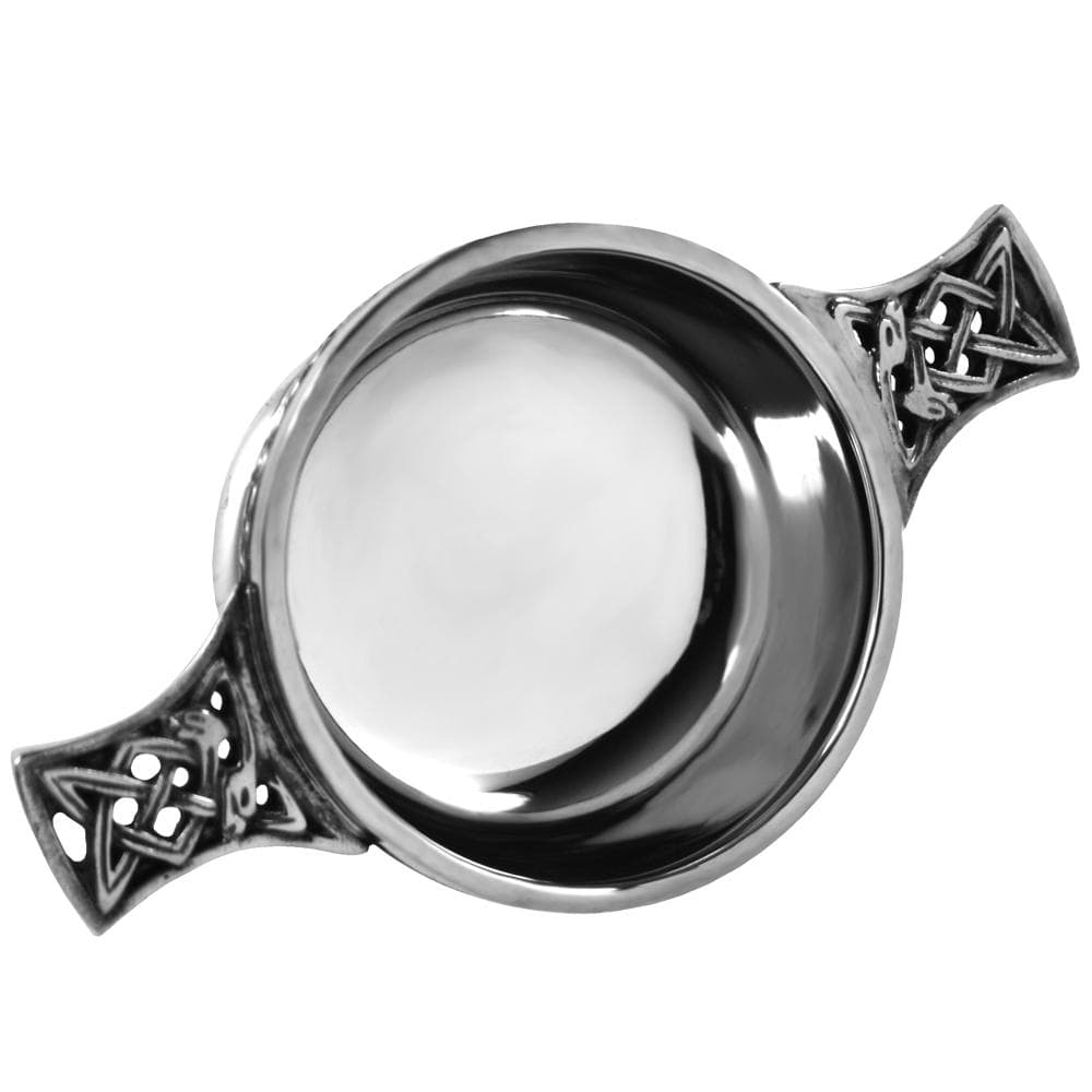 Celtic Handle Quaich with Celtic Band Design (PQ5 EP) - MacGregor and MacDuff