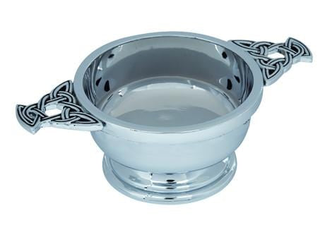 Plain Chrome Plated Quaich with Celtic Handles (QASP CB) - MacGregor and MacDuff