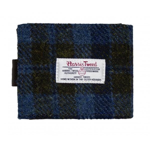 Harris Tweed Blue and Brown Check Wallet with Coin Pouch - MacGregor and MacDuff