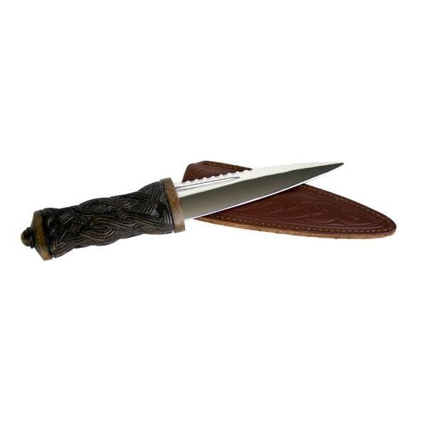 Brown Celtic Handle Sgian Dubh with Leather Sheath (RSD10 CB) - MacGregor and MacDuff