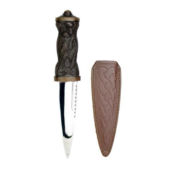 Brown Celtic Handle Sgian Dubh with Leather Sheath (RSD10 CB) - MacGregor and MacDuff