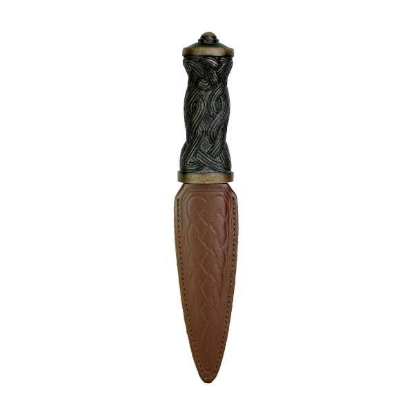 Brown Celtic Handle Sgian Dubh with Leather Sheath (RSD10 CB) - MacGregor and MacDuff