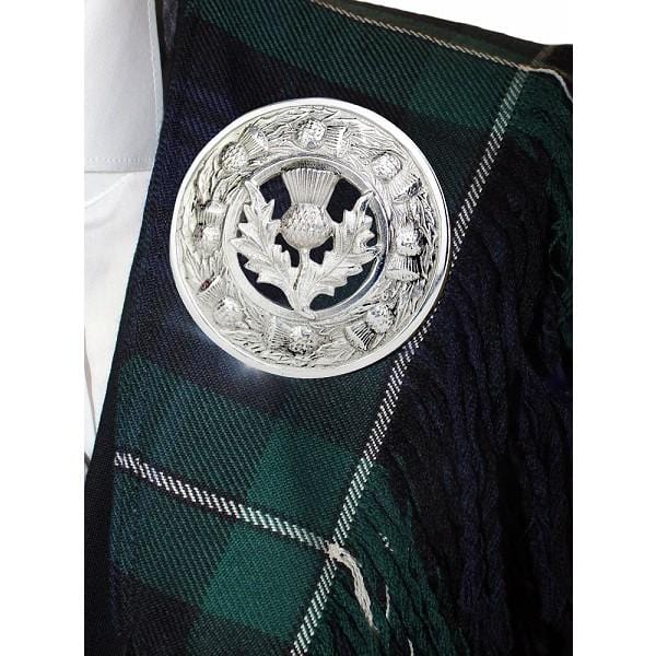 Thistle Plaid Brooch with Thistle Mount (GMP39 GE) - MacGregor and MacDuff