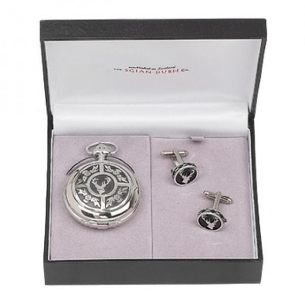 Stag Pocket Watch and Cufflinks Gift Set (PWS202 CB) - MacGregor and MacDuff