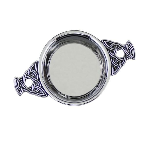 Plain Chrome Plated Quaich with Celtic Handles (QASP CB) - MacGregor and MacDuff