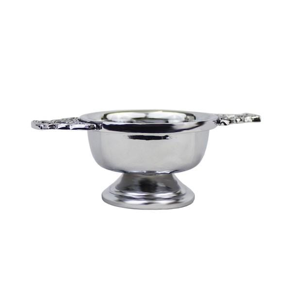 Plain Chrome Plated Quaich with Celtic Handles (QASP CB) - MacGregor and MacDuff